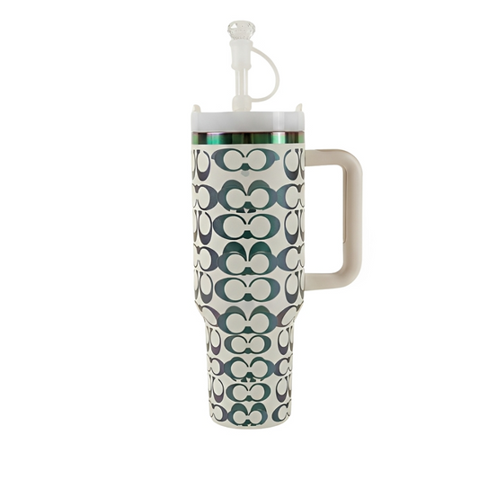 Holografischer Monogramm Tumbler (1,2 l) – Weiß
