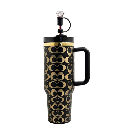 Holografischer Monogramm Tumbler (1,2 l) – Schwarz & Gold